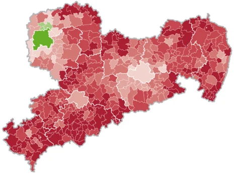 Karte des Freistaates Sachsen mit Gemeindegrenzen