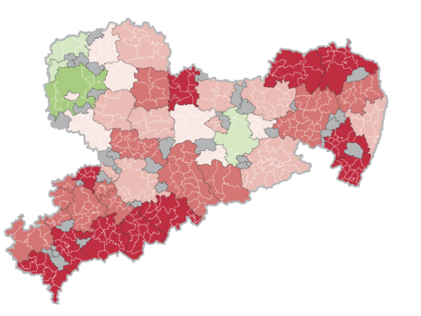 Dieses Vorschaubild zeigt eine Karte von Sachsen, unterteilt nach Mittelbereichen.