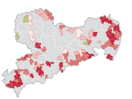 Dieses Vorschaubild zeigt eine Karte von Sachsen, unterteilt nach Verwaltungsgemeinschaften und -verbänden.